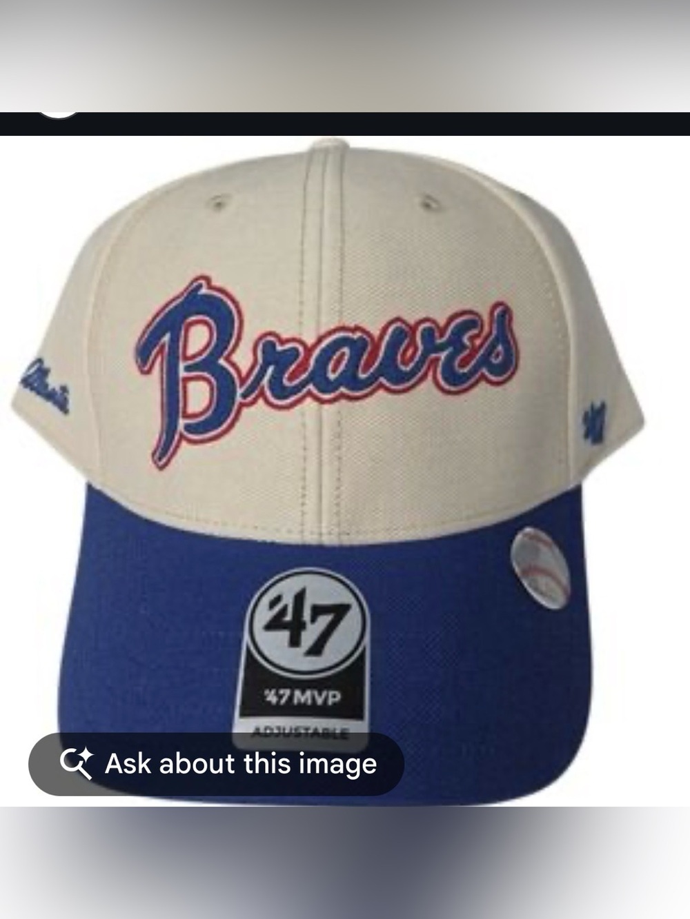 '47 ATLANTA Braves Two-Tone Cap in Cream and Royal Blue SnapBack OSFM NEW